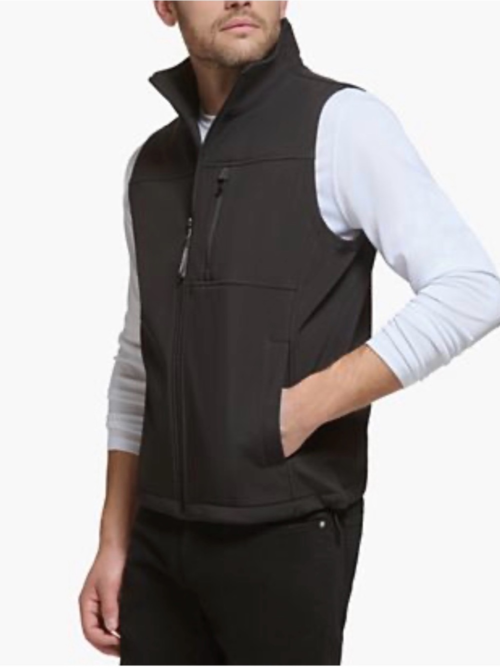 Calvin Klein Black Zip-Front Softshell Vest L nwt